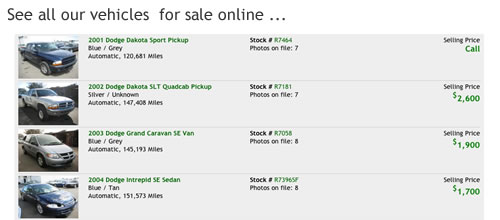 Sell All Our Vehicles for Sale Online